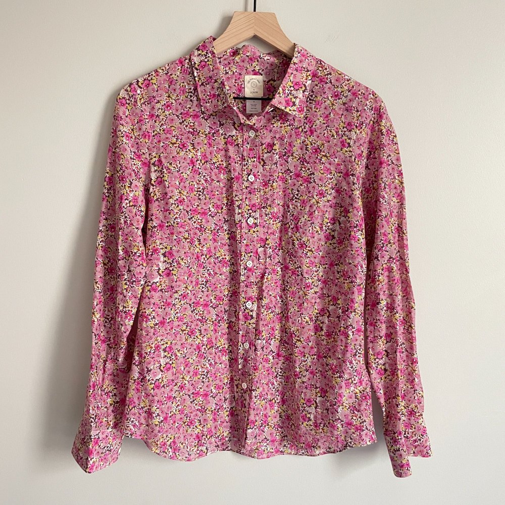 J. Crew Silk Blend Watercolor Floral Button Down Blouse - Women's 8